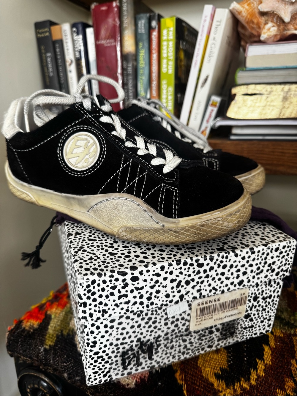 Eytys Black Suede Low-Top Sneakers with White Accents